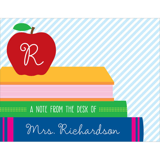 Blue School Books Foldover Note Cards